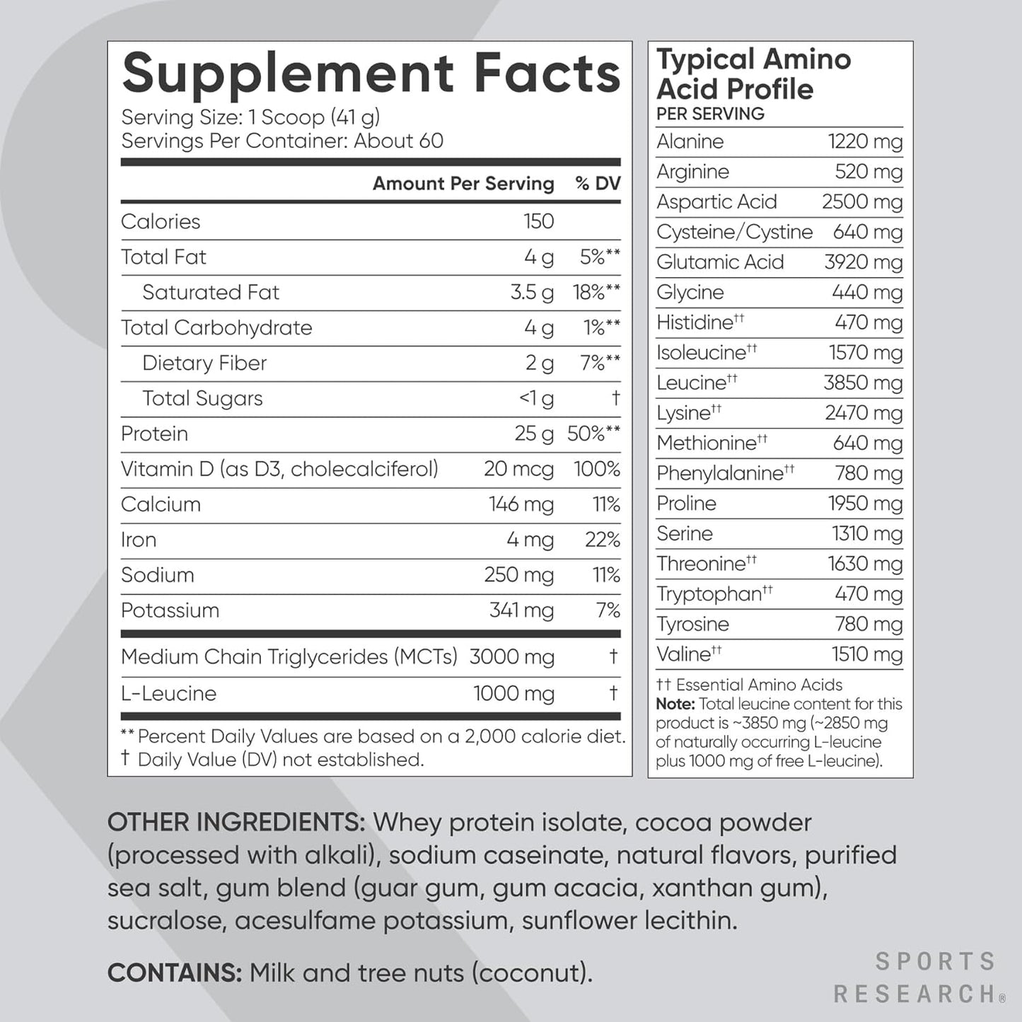 Sports Research Whey Isolate Protein Powder 乳清分離蛋白粉