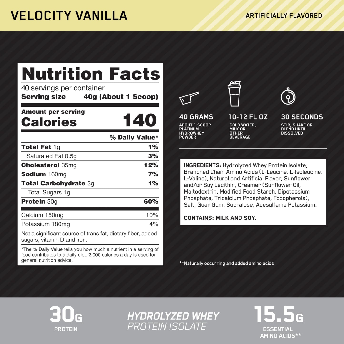 【多種口味】Optimum Nutrition Platinum Hydrowhey Protein Powder 水解分離乳清蛋白粉