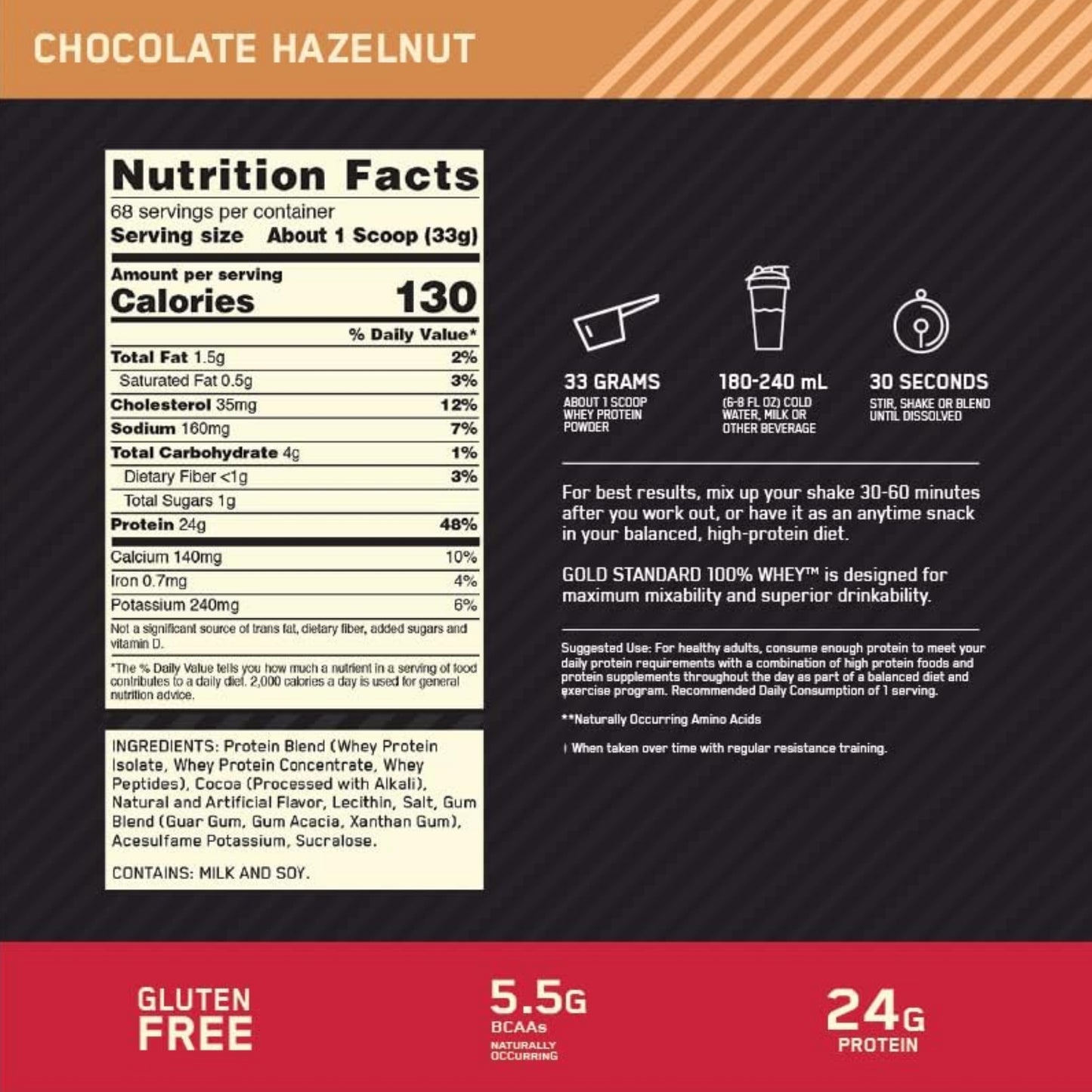 【多種口味】Optimum Nutrition Gold Standard 100% Whey Protein Powder 乳清蛋白粉