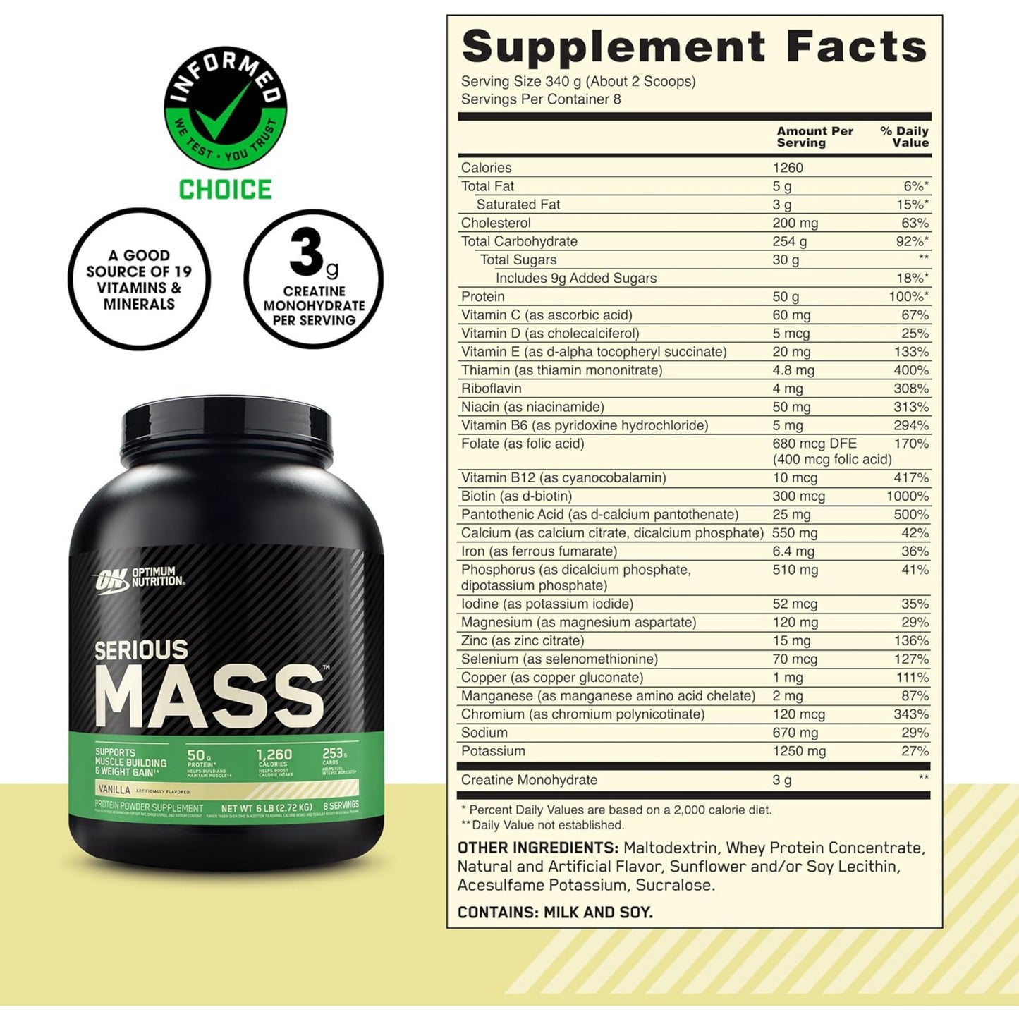 【多種口味】Optimum Nutrition Serious Mass Gainer 增重粉