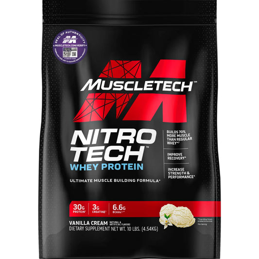 【多種口味】MuscleTech Nitro-Tech Whey Protein 乳清蛋白粉(10磅裝)