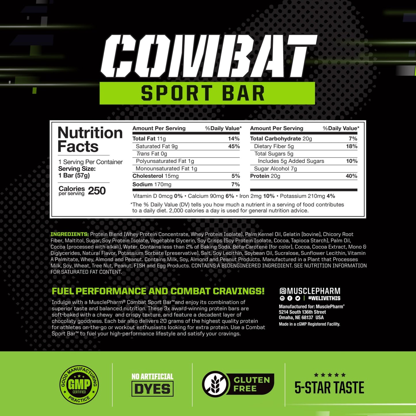 [Multiple Flavors] MusclePharm Combat Sport Bar
