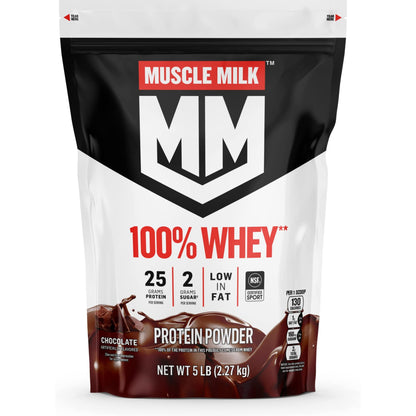 [Multiple Flavors] Muscle Milk 100% Whey Protein Powder (5 lbs)
